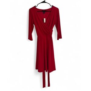 NWT White House Black Market Deep Red Long Sleeve Dress